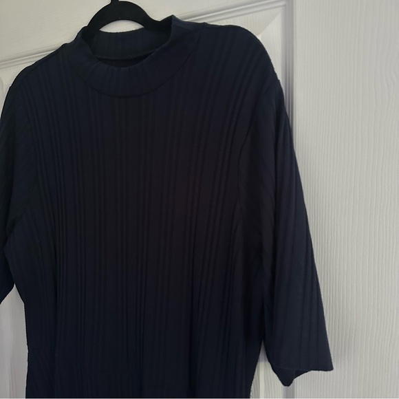 Size 1X George Navy Blue High Neck Ribbed Midi Dress - Picture 5 of 6